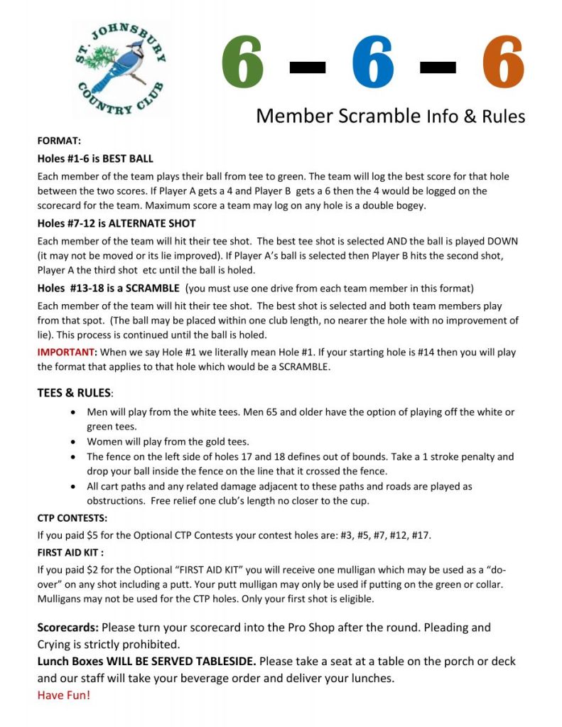 6-6-6 Member Scramble Info and Rules